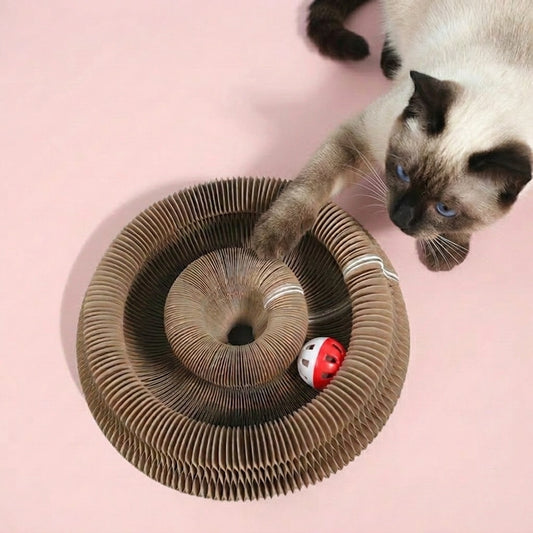 形を変えて楽しめる猫用スクラッチャー｜ボール付き変形爪とぎ